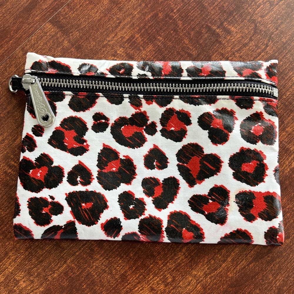 Brighton Leopard Print Hearts Cosmetic Bag - Red and Black Like New Condition